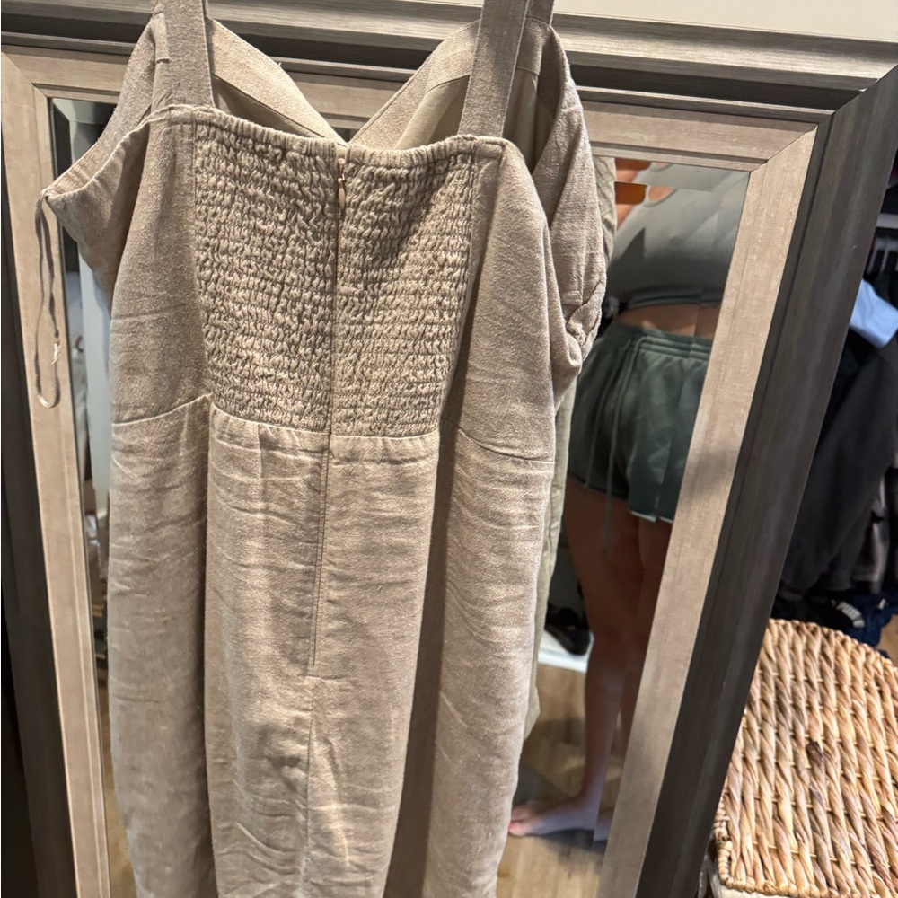 Beige Ruched One-Shoulder Dress - Picture 2 of 2